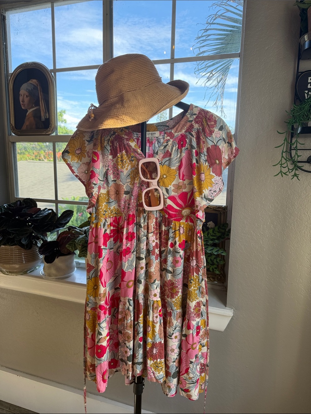 Umgee Pink & Mustard Floral Maxi Dress